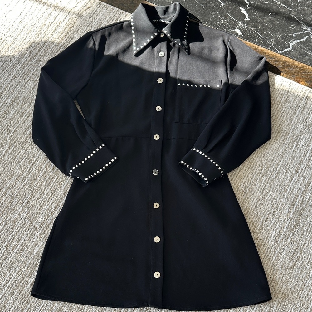 Zara black studded mini dress XS